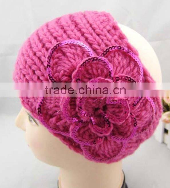 Sequin Flower Women Crochet Headband