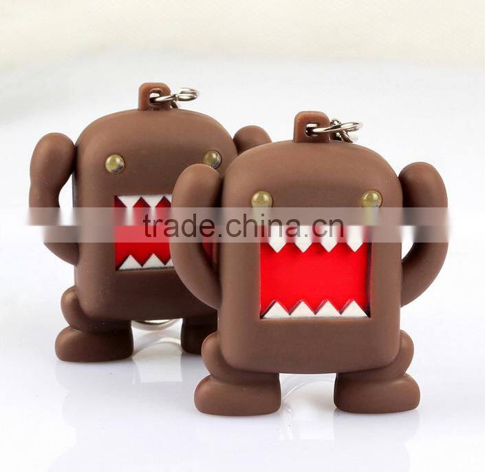 Hot Sale Cartoon Figure Domo Led Flashlight Soundable Key Chain