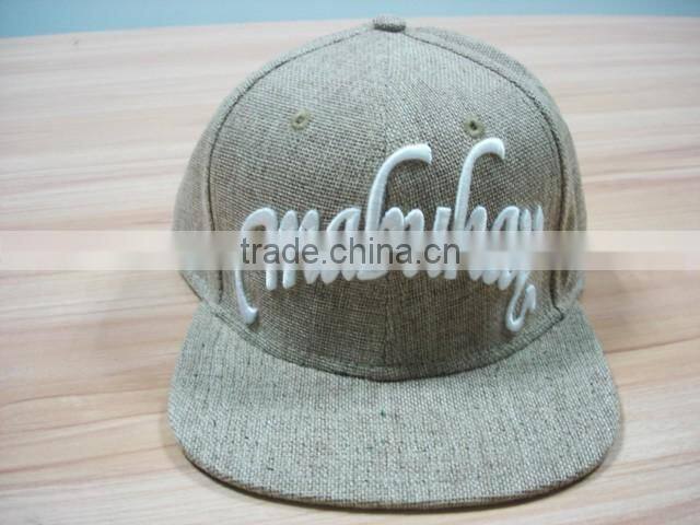 Custom logo embroidery linen hemp snapback hats with different types of snap back caps