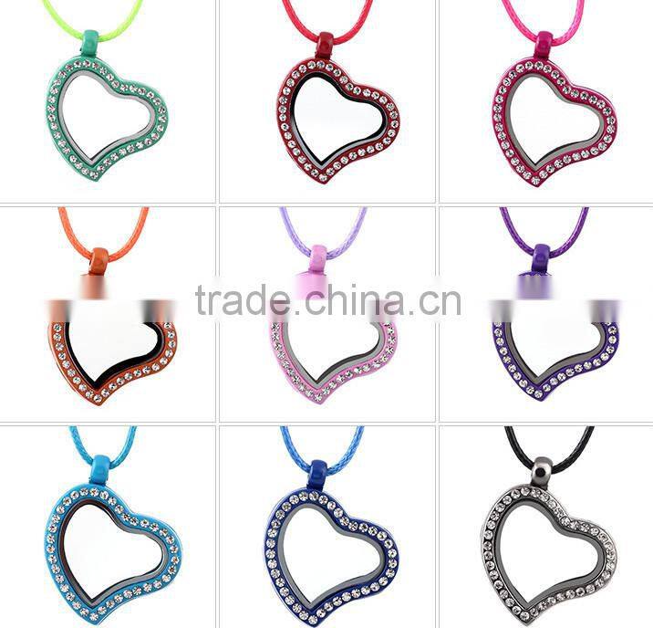 rainbow color fashion lady jewelry colorful heart locket necklace