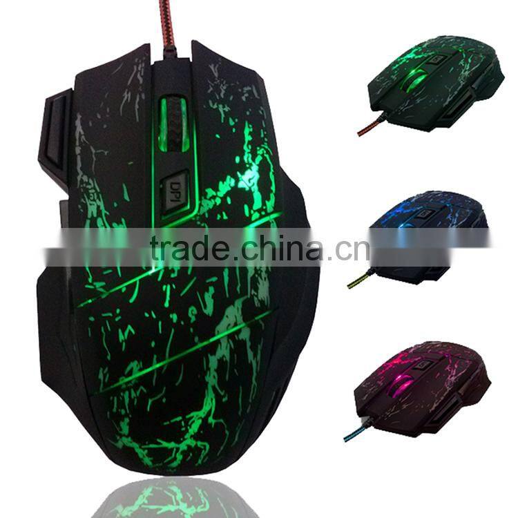 high quality 2500DPI computer gaming mouse,laser game mouse with Changeable colorful breath lamp Gaming Mouse
