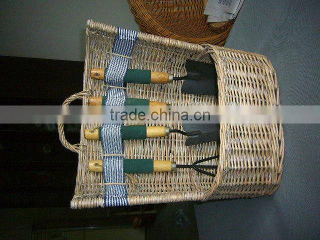 2013 new style green wicker garden tools basket for sale