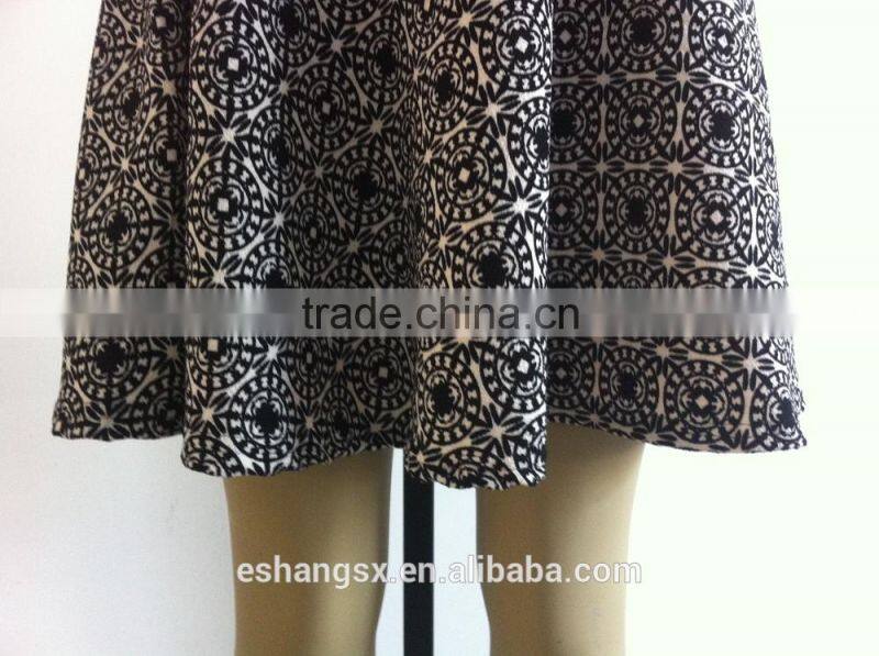 Ladies ruffle printed latest design high waist skirt