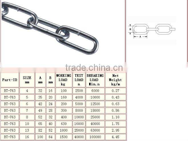 2016 CHINA MANUFACTURER STAINLESS STEEL DIN763 WELED CHAIN SHORT LINK CHAIN RIGGING HARDWARE