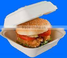 Eco-friendly Microwavable Bagasse Pulp Hamburger Box