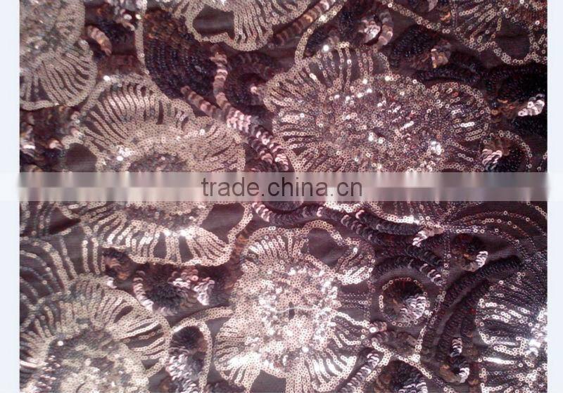 Hot !! wholesale high quality sequin and beaded tulle fabric