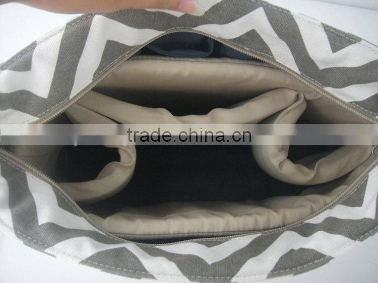 SLR Camera Bag for lady in Grey Chevron Stripe