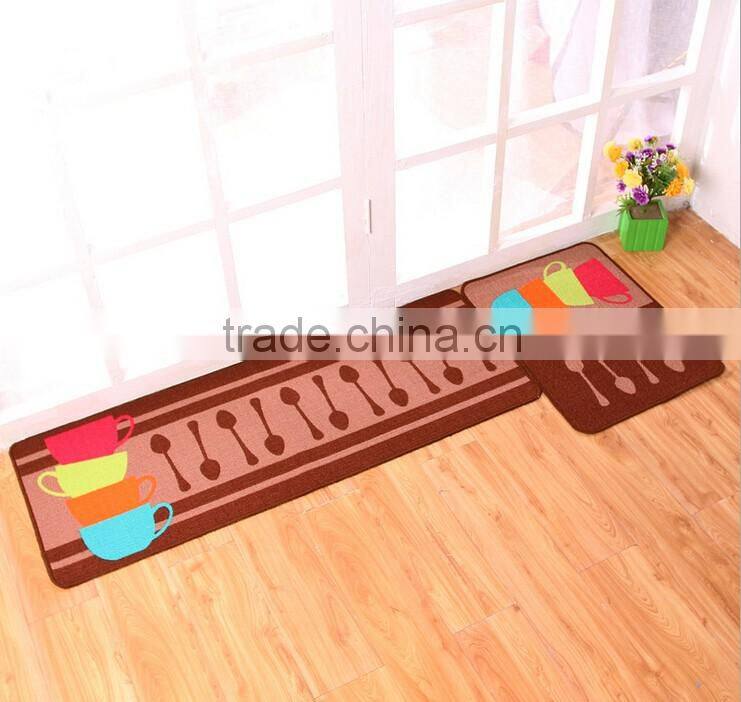 The New Design Coffee Cooking Theme Loop Pile Polyester Printing Kitchen Door Floor Mat Rug Carpet
