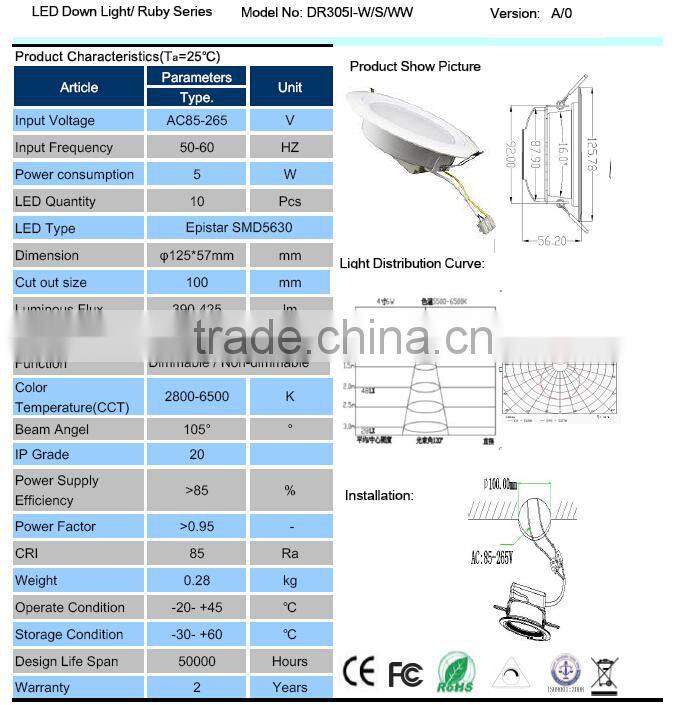 5w led downlight