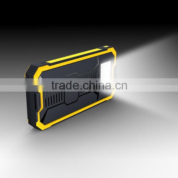 Portable solar charger 12000mah with carabiner and camping lamp