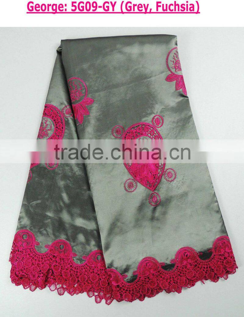 Lastest raw silk beautiful embroidery comfortable george lace fabrics