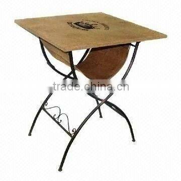 112324NC-Patio furniture square metal table w/jute bag