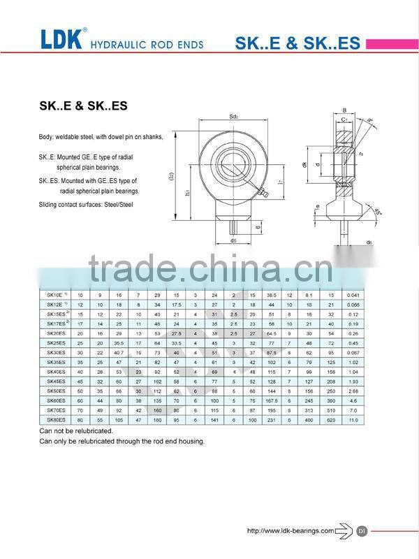 LDK hydraulic rod ends sir 35 es bearings