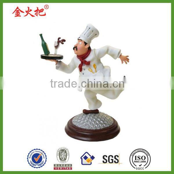Hot sale resin 12''french fat chef figurine tray sign diner new decor kitchen