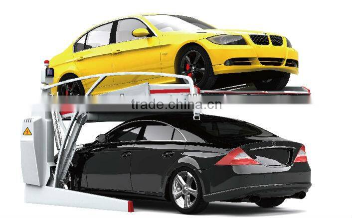 Hydraulic low ceiling tilting car stacking lift