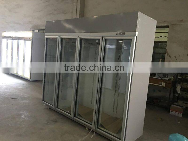 commercial glass door 4door freezer display showcase