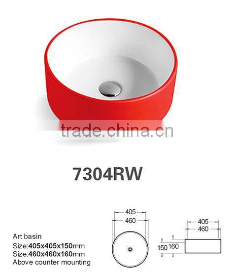 High quality ceramic counter top unique bathroom sink without faucet hole