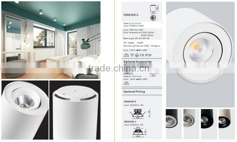 adjustable modern black surface mounted led light fixtures