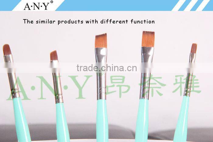 ANY Nail Art Gel Painting Wood Handle Flat Nail Art Gel Brush Nylon Hair