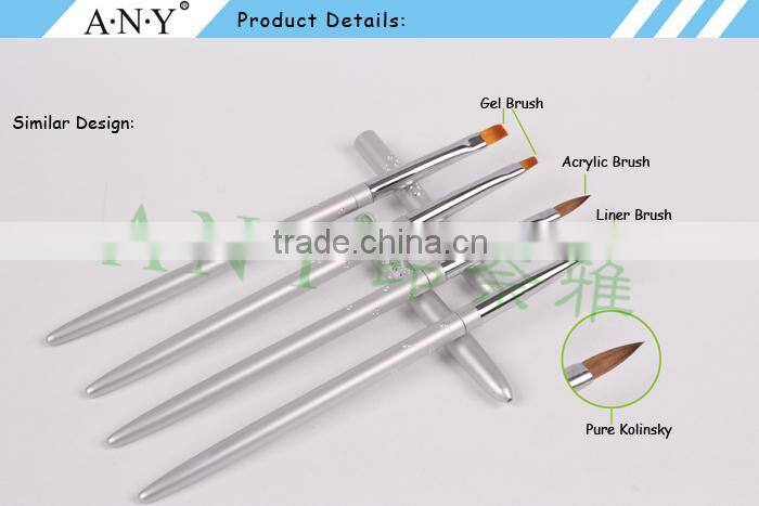 ANY Nail Art Crystal UV Gel Builder Using Metal Handle Flat Nail Brush UV Gel Beauty