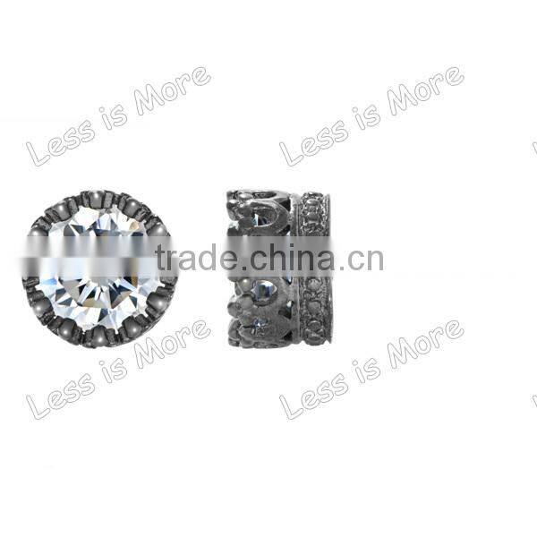 Gun Metal Crown Setting CZ silver Stud Earrings