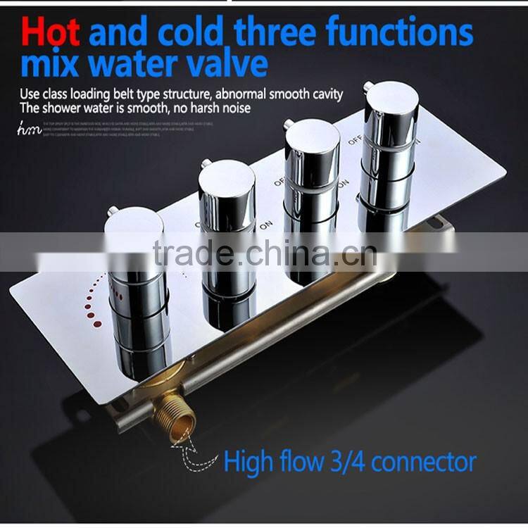 Contemporary High Pressure 4 Handle 3 Way In Wall Bath Shower Faucet Hot Cold Mixing Water Control Valve