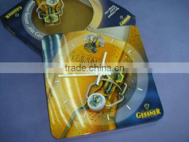 2014 popular fashion Square tin clock,beautiful metal clock
