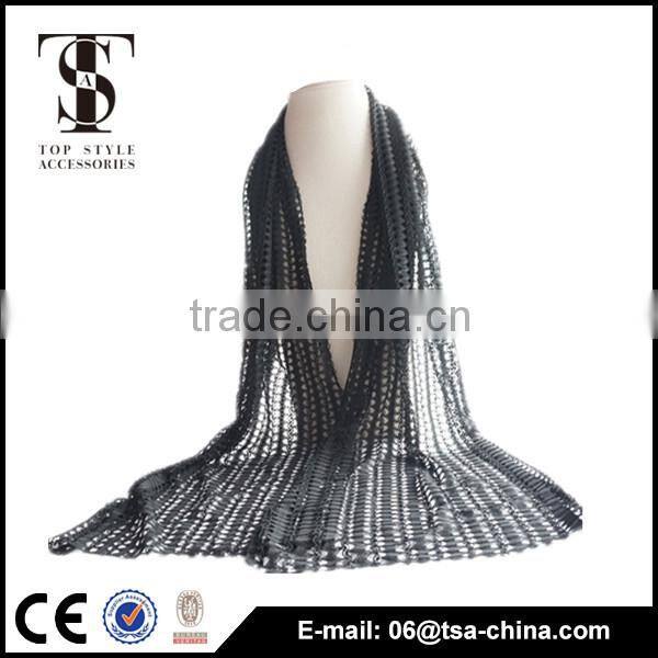 Hot selling black hollow out 31*159 cm scarf