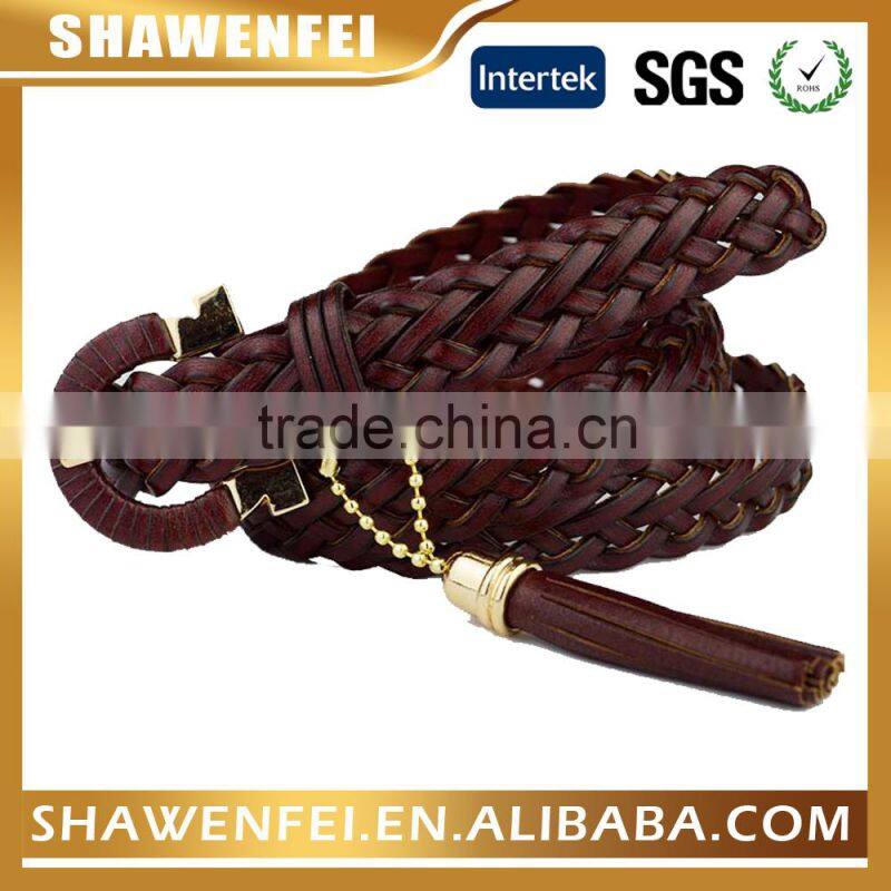 2015 Fashion 100% Handmade Braid Lady Belt With Tassels
