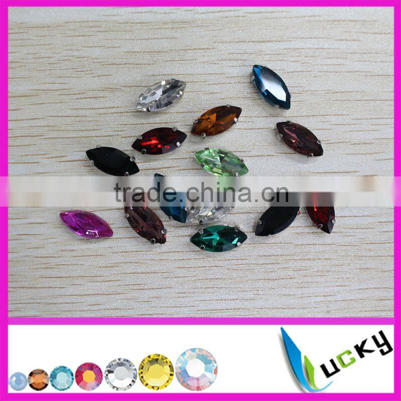 Blank sew on jewels rhinestones with metal claw settings strass crystal beads for jewelry maker