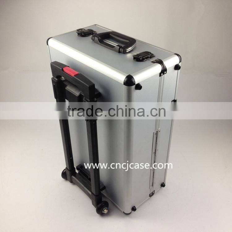 Aluminum case with trolley and wheels