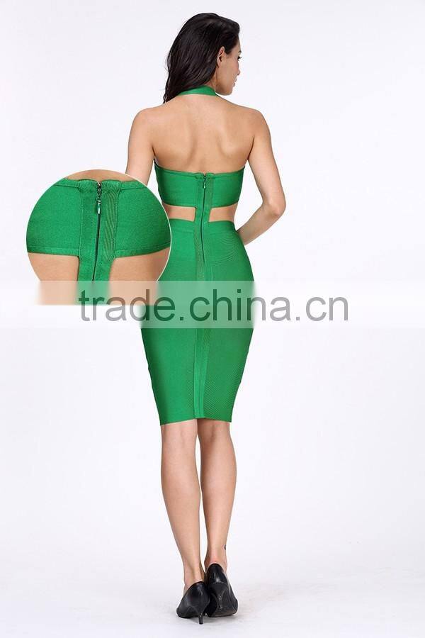 High fashion halter neck western style girl party wear dress