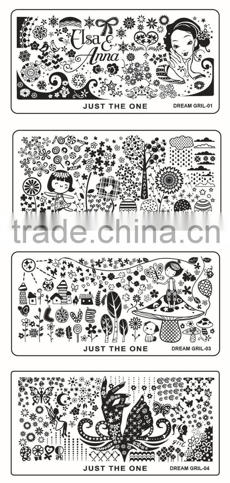 New Design Factory Outlets Dream Girl Series Nail Stamping, Professionals Nail Art Stamping Plates
