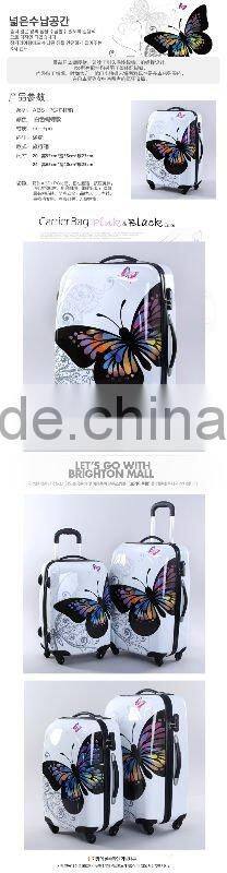China alibaba 2014 Butterfly girl's ABS/PC hardcase travel trolley luggage / carry-on suitcase
