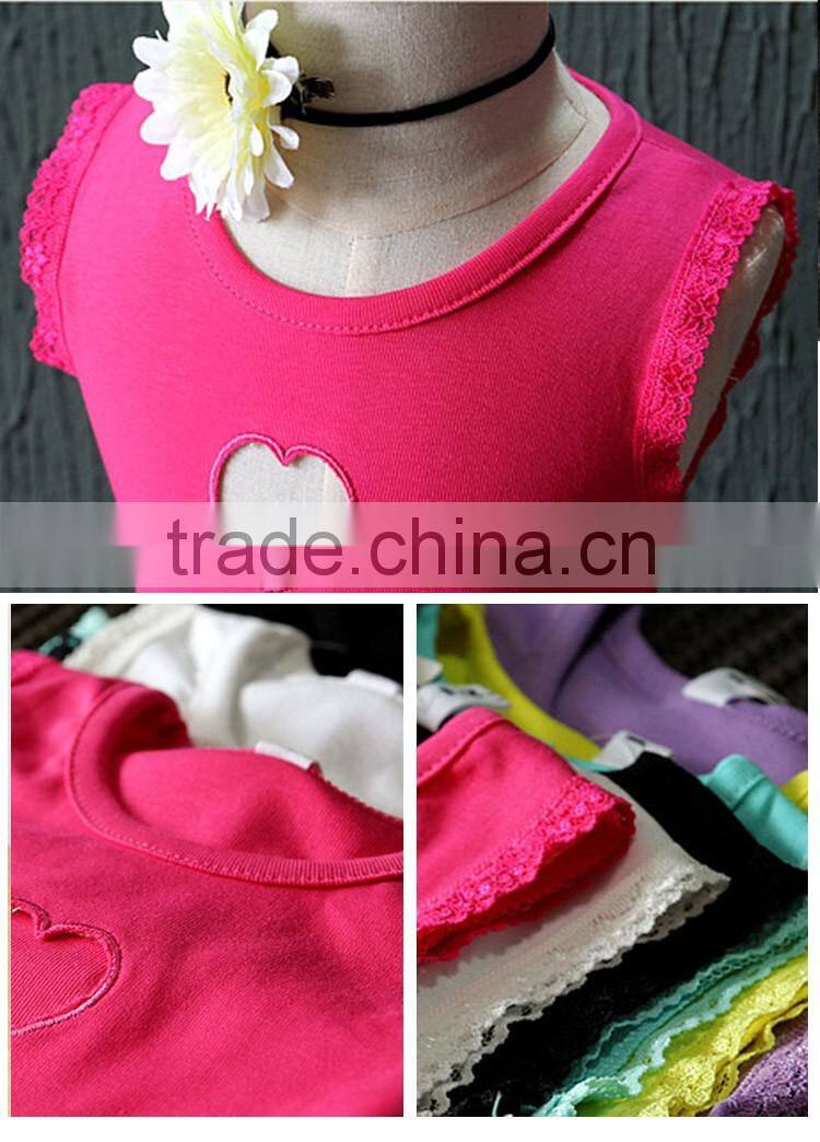 Fashion Comfy Pure Color Summer Sleeveless Kids Vest for Girl
