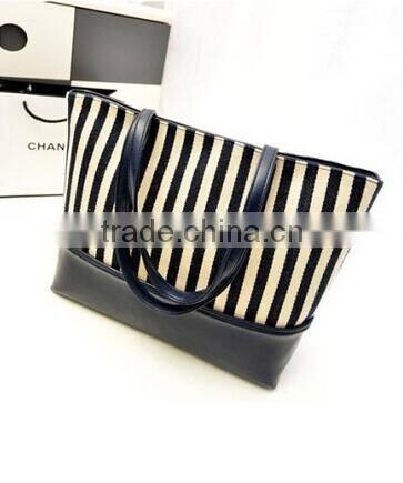 Stripe fashion leisure canvas bag