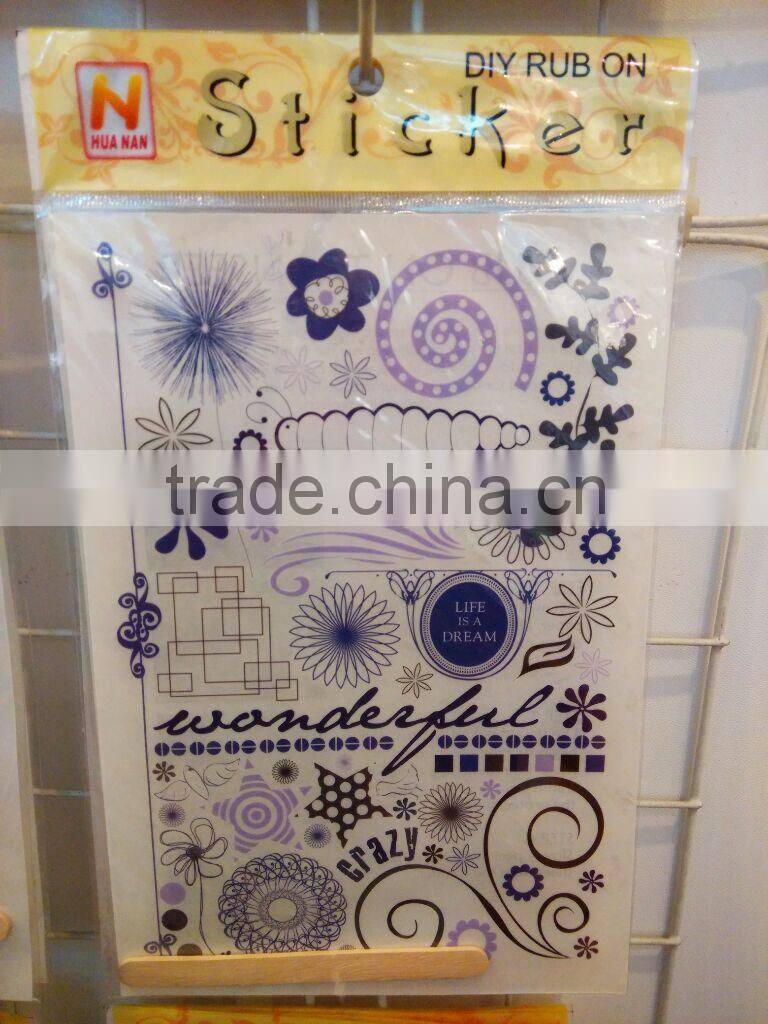 Rub on transfer with text patterns