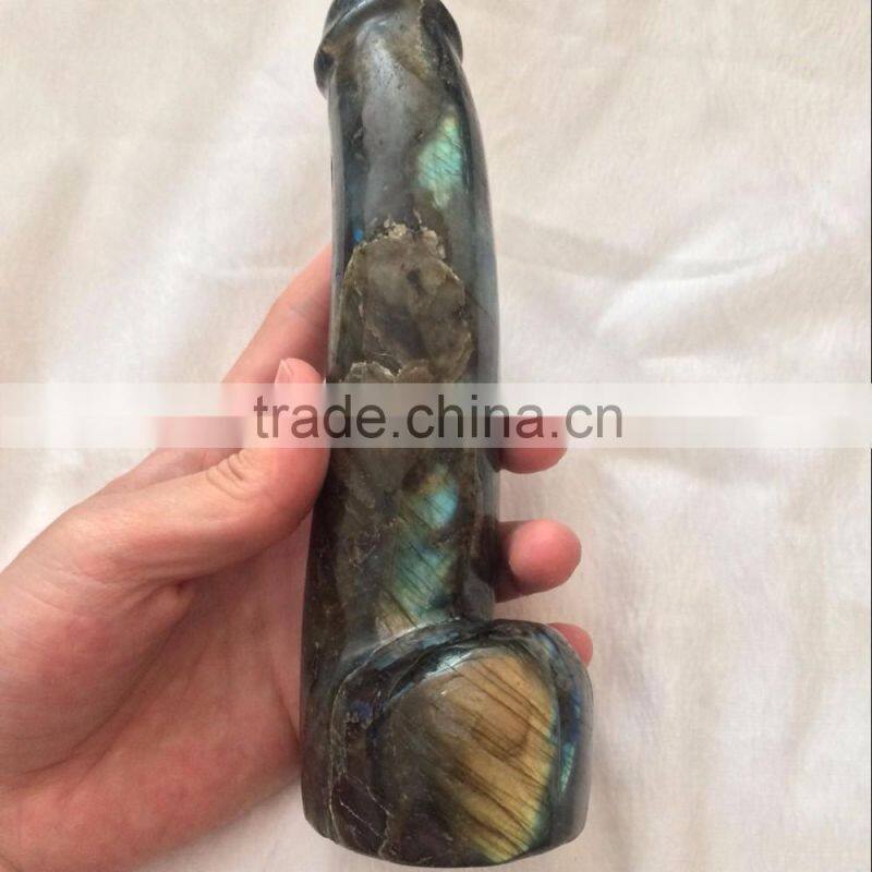 Hand Carved Natural Rock Polished Labradorite Crystal Dildo