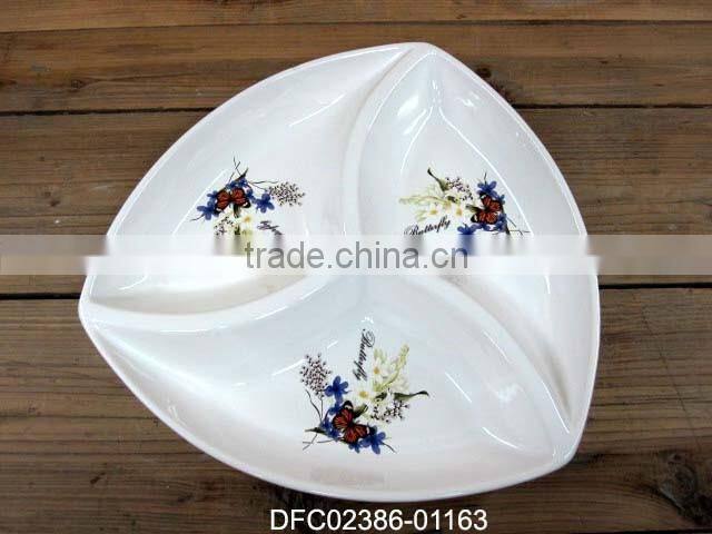 Round Kitchen Two-part Ceramic Serving Dish with Decal