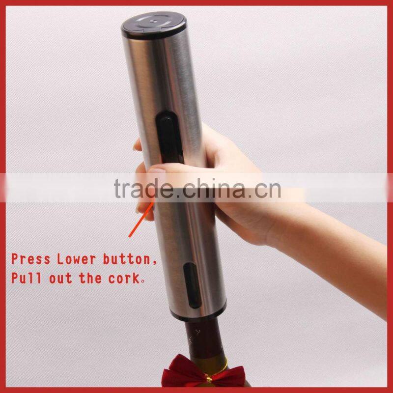 Stainless steel battery operated electric wine bottle opener,electric wine corkscrew,wine opener