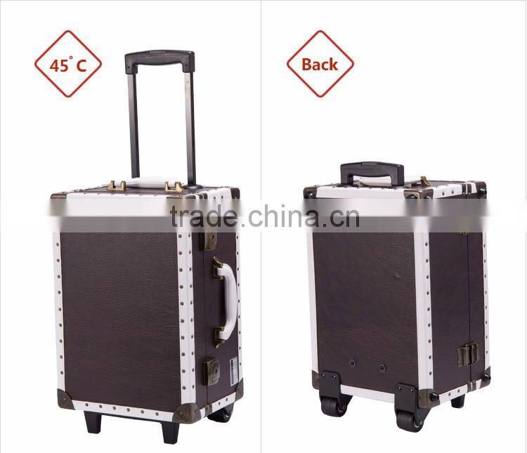 professional rolling travel trolley train 6-lights aluminum cosmetic case, light makeup case, cosmetic case with light