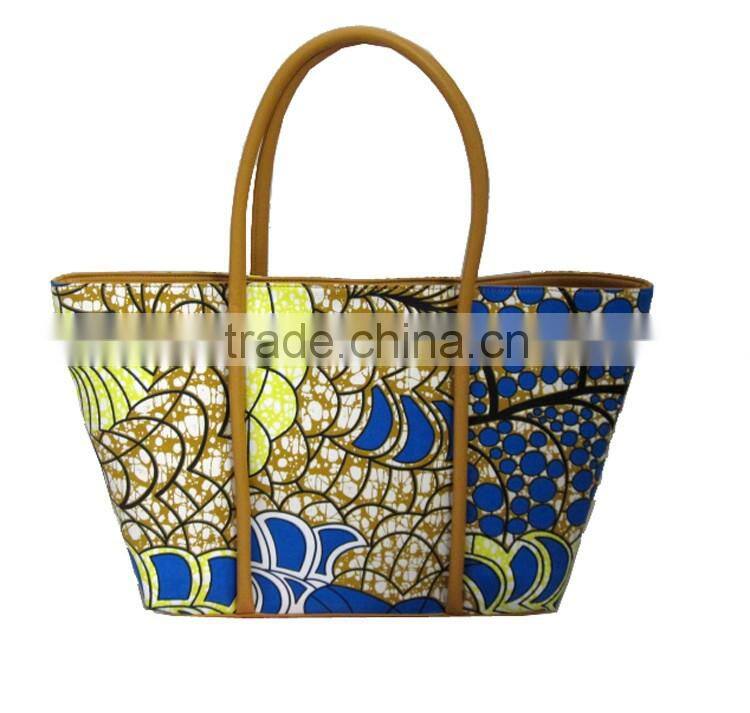 2016 new products African waxed fabric handbags for ladies