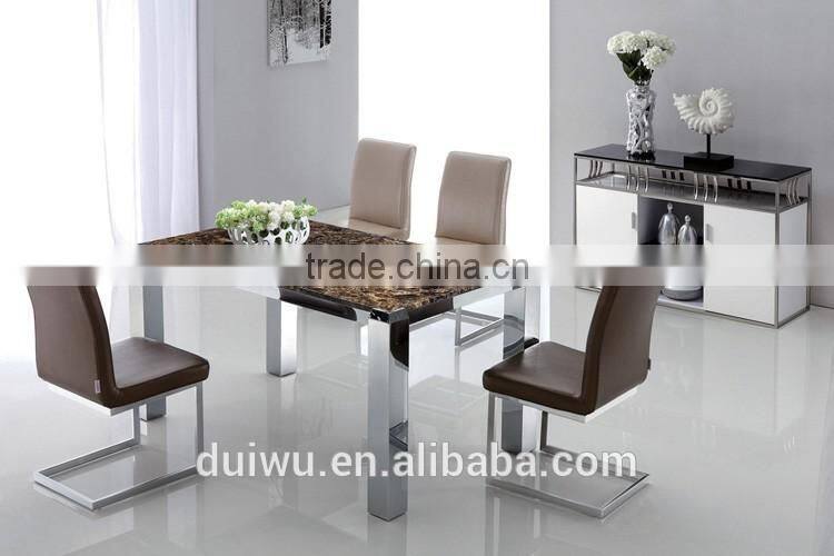 Modern home furniture 6 seat rectangle marble top dining table designs