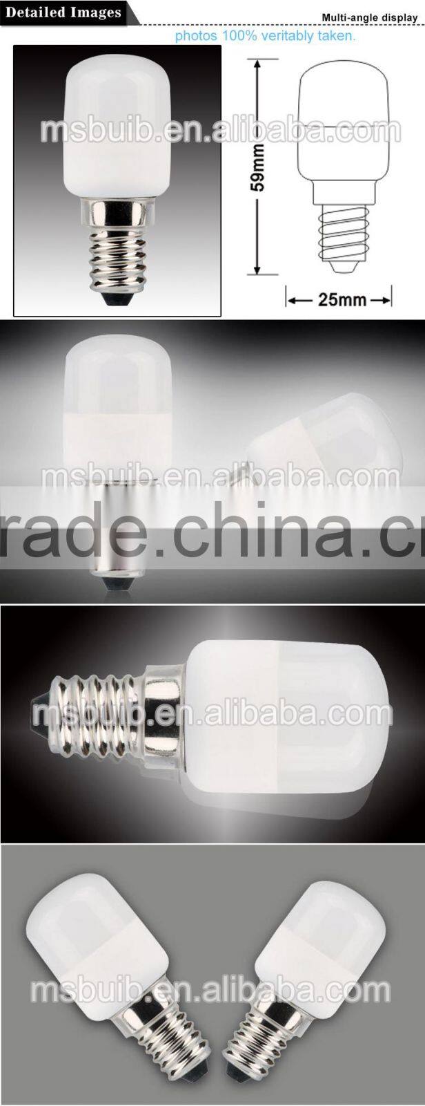 Haining Mingshuai milky LED ceremic fridge light T25 for refrigerator CE approved