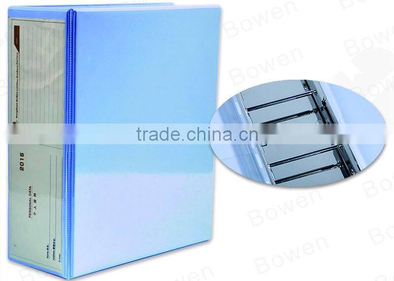 A4 size 4 pin post binder pvc leather file folder white with transparent pocket