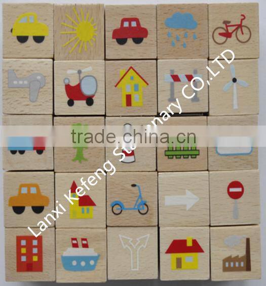 wooden stamp set with ink pad for children