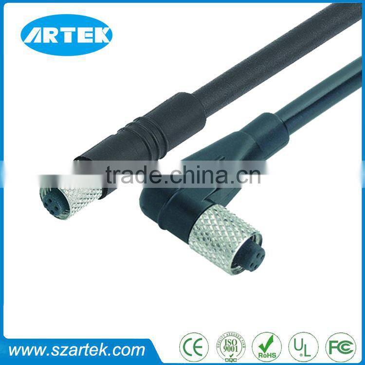 90 degree 4pin female m5 molded waterproof connector cable