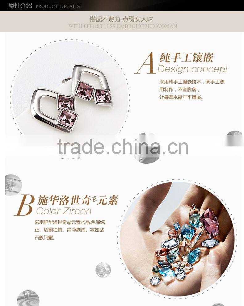 2014 925 thailand silver earring made with Crystal Y20176