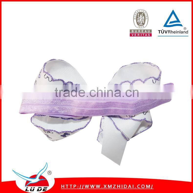 New Design Grosgrain Ribbon Hair Bows with Elastic Bands/Hair Accessories for Girls