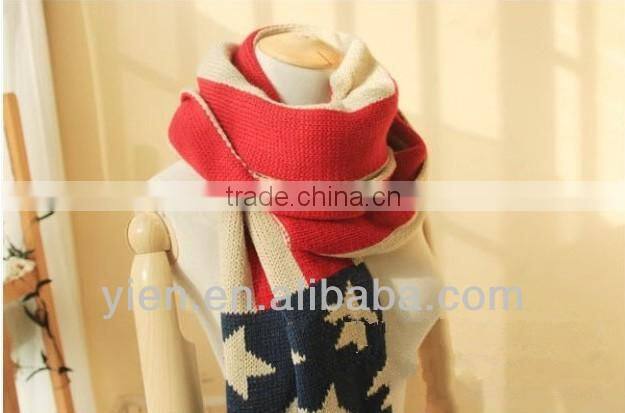 Flag Knitted Scarf , Autumn And Winter Flag Princess Scarf